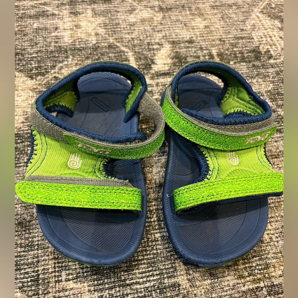 Baby Blue and Green Teva Sandals